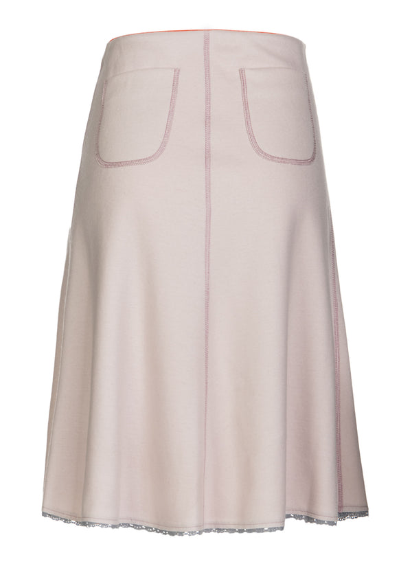 Plain wool skirt in powder pink